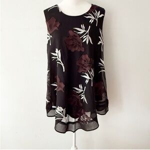 Alfani Women Y2K Embroidered Floral Sheer Asymmetrical Top 1X Whimsigoth Fairy